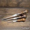 3 No: Vintage British Cabinet Makers Flat Head Screwdrivers - Refurbished