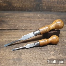 2 No: Vintage Boxwood Handled Cabinet Makers Flat End Screwdrivers - Refurbished