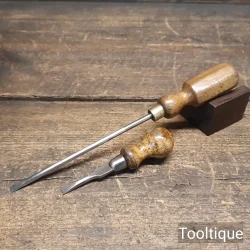 2 No: Vintage English Screwdrivers Beechwood Handles - Refurbished