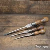 3 No: Vintage British Cabinet Makers Flat Head Screwdrivers - Refurbished