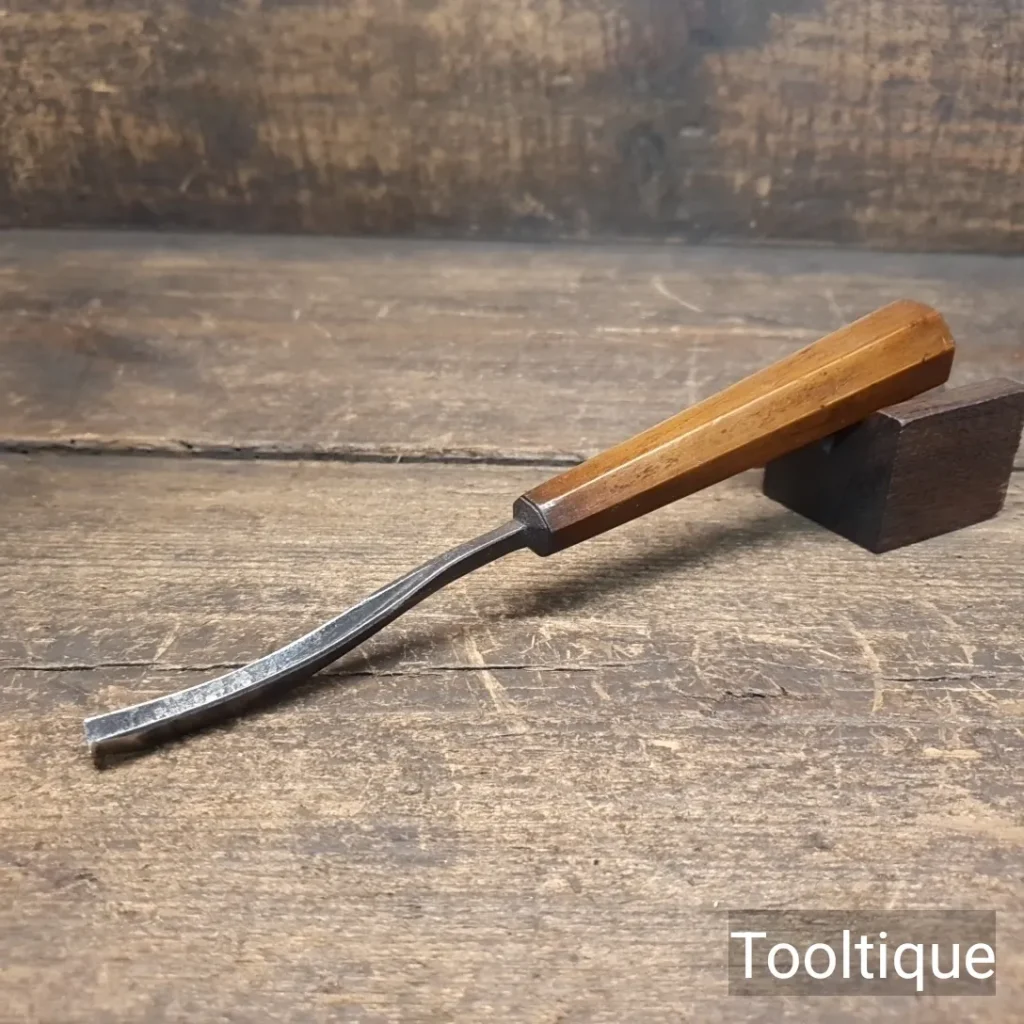 Scarce Late 18th C Antique James Cam Curved Stem Woodcarving V Chisel - Sharpened