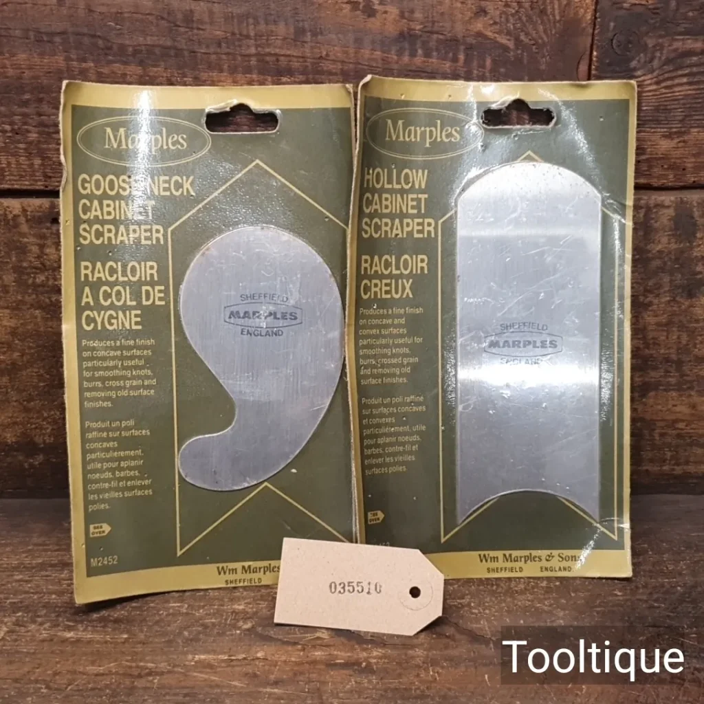 Vintage 2 No: Marples Sheffield Shaped Cabinet Scrapers - Unused Condition