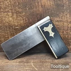 Antique 4” Carpenters Ebony & Brass Square - Refurbished Ready To Use