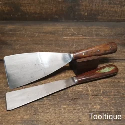2 No: Vintage Rosewood Handled Filler Knives 2 ½” + 1 ½” - Refurbished