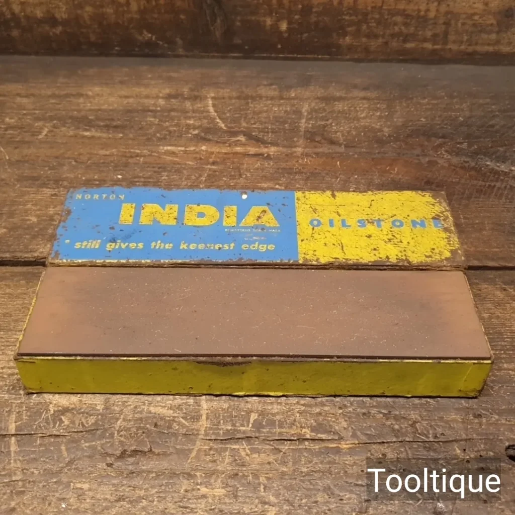 Vintage 8”x2” Boxed Norton India Combination Med/Fine Grit Oil Stone - Good Condition