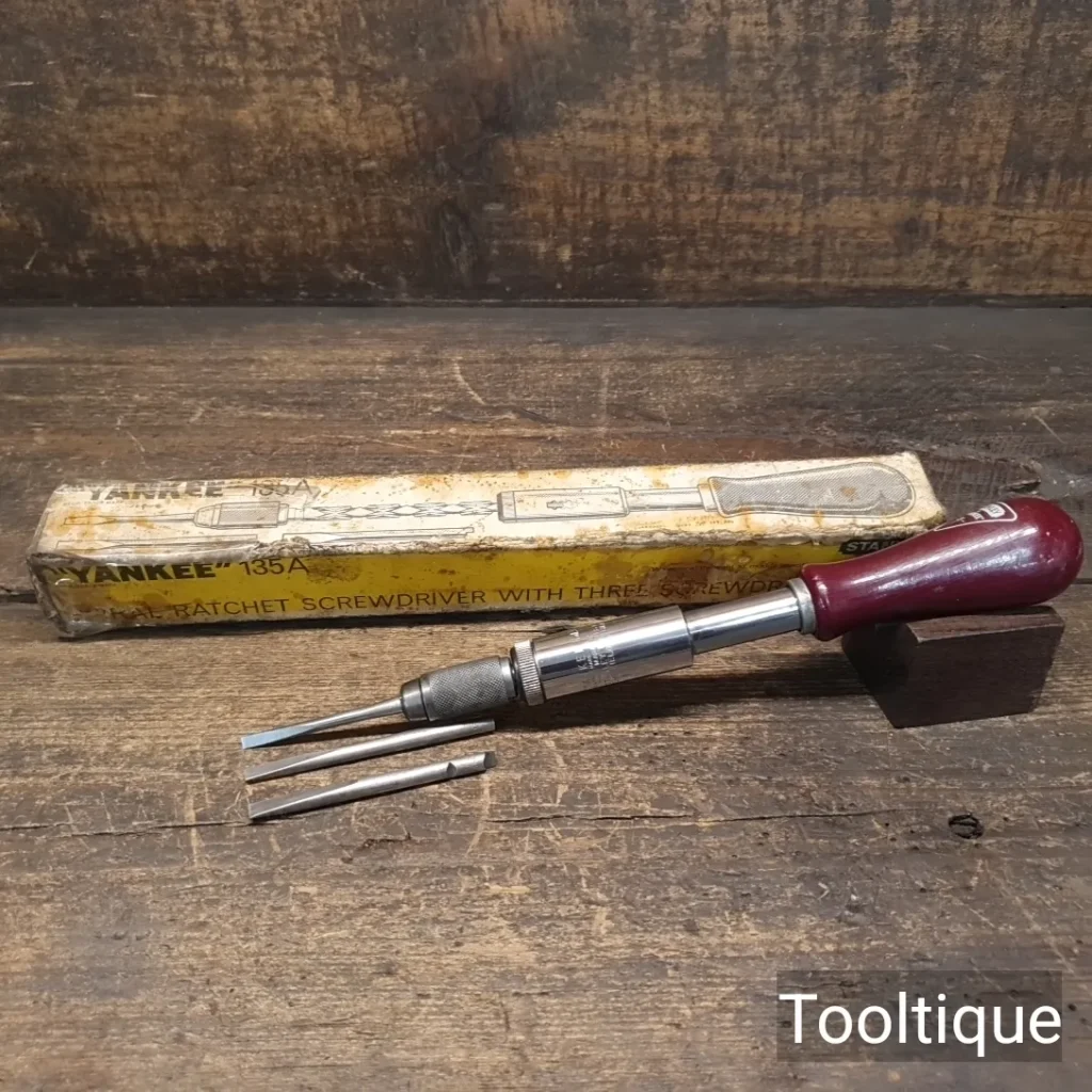 Vintage Boxed Stanley No: 135a Ratchet Screwdriver & 3 Ends - Refurbished