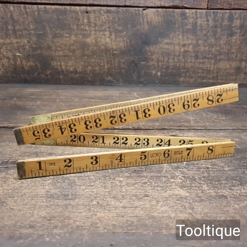 Vintage 3ft CK Holland Hardwood & Brass Folding Rule - Good Condition
