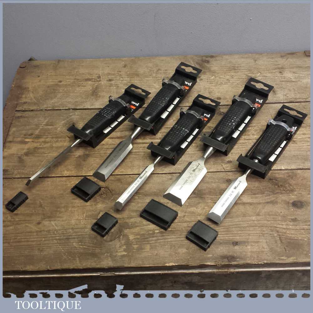 Set of 5 Unused Record Beveled Edge Chisels – 1/4″ 1/2″ 3/4″ 1″ 1 1/2″