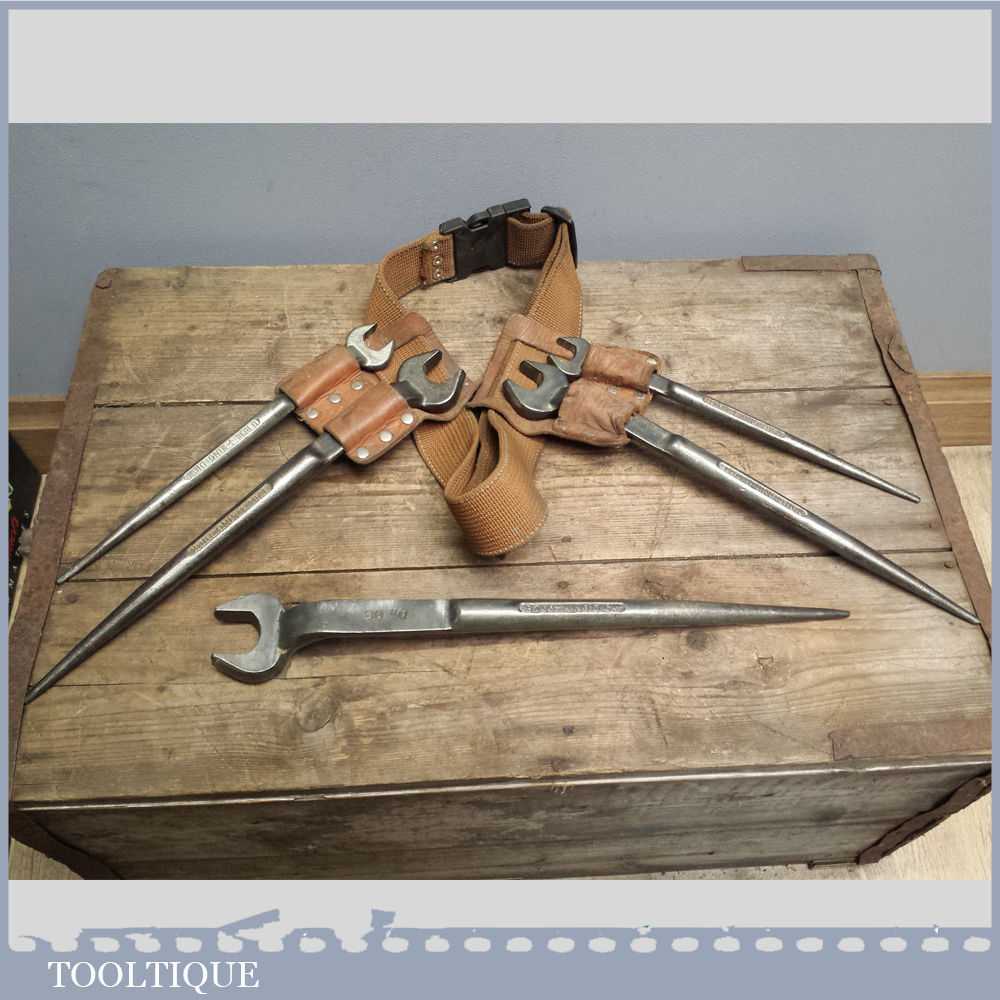 Steel Erectors Spanners 5 no: King Dick Podgers + Belt