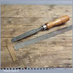 Vintage Forged Steel Heavy Duty Green Wood 7/8” Chisel - A Hildick of Sheffield