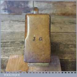 Antique 1 13/16” Skew Mouthed Beech Rabbet Plane Brass Fence