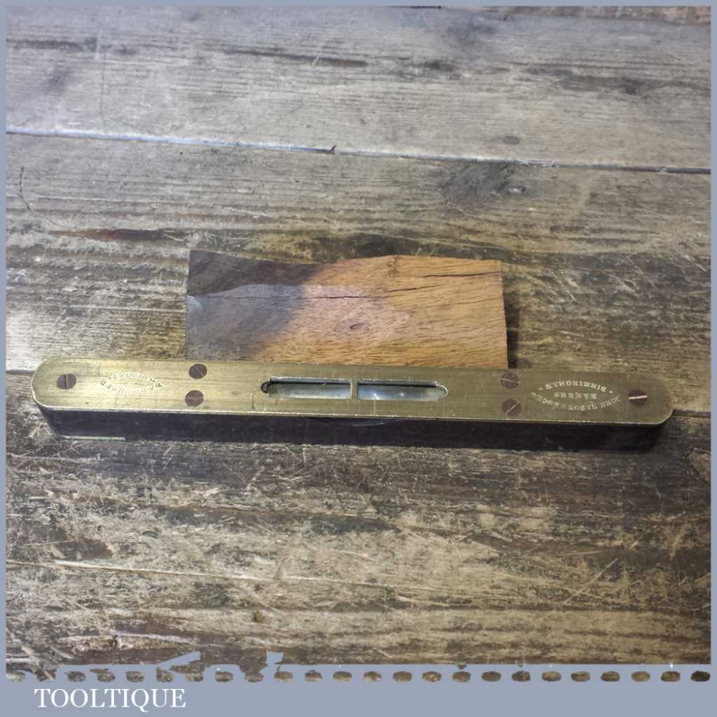 Vintage John Rabone & Sons 8” Rosewood Brass Spirit Level - Good Condition