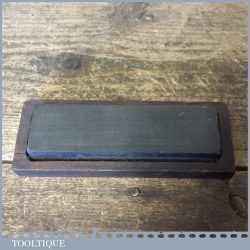 Vintage 4 ½” x 1 ¼” Natural Fine Welsh Slate Oil Stone Wooden Base - Good Condition