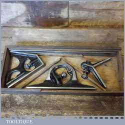 Vintage Boxed Rabone Chesterman Combination Square Protractor Centre Finder