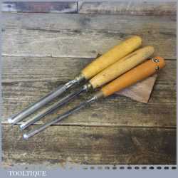 Vintage Set 3 Sorby Carpenter’s Incannel Gouge Chisels ¼” 3/8” & 1/2” - Sharpened Honed