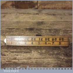 Vintage Rabone 36” Boxwood Brass Folding Ruler - Good Condition