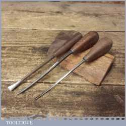 Set Of 3 No: S J Addis Vintage Wood Carving Chisels - Good Condition