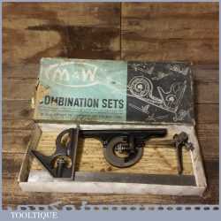 Vintage Moore & Wright Steel Combination Square Protractor Centre Finder Boxed