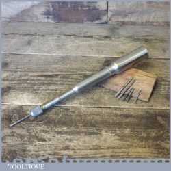 Vintage Goodell-Pratt USA Nickel Plated Pump Drill With Six Bits Pat 1891