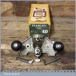 Vintage Boxed Stanley England No: 71 Hand Router Plane 3 Irons