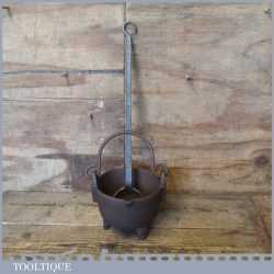 Vintage Blacksmith’s Handmade Lead Smelting Pot And Ladle - Good Condition