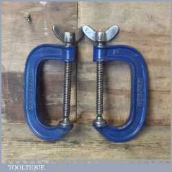 Vintage Pair Of 4” Record Heavy Duty G Clamps - Good Condition