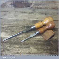 2 No: Vintage Cabinet Makers Beech Handled Screwdrivers - Fully Refurbished