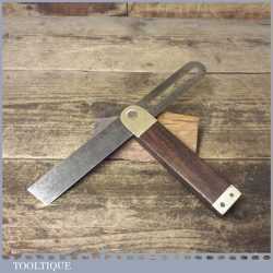 Vintage 9” Rosewood And Brass Sliding Bevel - Good Condition