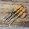 3 No: Vintage Marples Bevel Edge Butt Chisels 1/4 3/8 and 1” - Sharpened Honed
