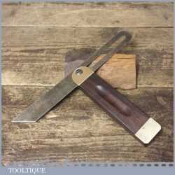 Vintage 9” Rosewood And Brass Sliding Bevel - Good Condition