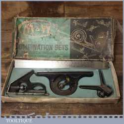 Vintage Boxed Moore & Wright Cast Steel Combination Square Protractor Centre Finder