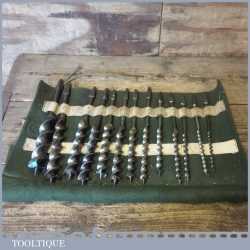 Vintage Set 13 No: Double Spur Screw Auger Bits Various Makers 1/4” – 1 ¼"