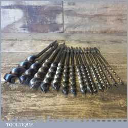 Scarce vintage Set 13 No: Gedge’s Pattern Screw Auger Bits Various Makers 7/16” – 1 3/6”