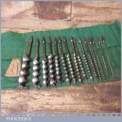 Set 15 No: Vintage Double Spur Screw Auger Bits Various Makers 1/8” – 1 ¼”