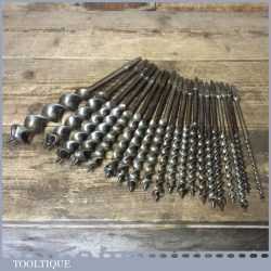 Scarce Vintage Set 20 No: Solid Nose Wing Pattern Screw Auger Bits 1/4” – 1 ¼”