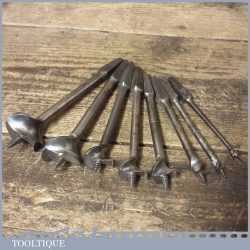 Vintage Set 8 No: Single Spur Screw Centre Bits 5/16” – 1 ½”