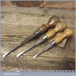 3 No: Vintage Cabinet Makers Beechwood Screwdrivers - Fully Refurbished