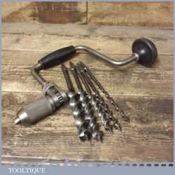 Vintage Stanley No 144 Carpenter’s Ratchet Brace 10” Swing 5 No: Bits 3/16” – 1”