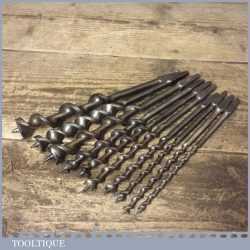 Vintage Set 10 No: Double Spur Screw Auger Bits Various Makers 1/4” – 1”