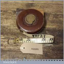 Vintage Chesterman Leather Bound 33ft Measuring Tape - Good Condition