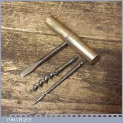 Vintage Brass Multi-Tool Screwdriver Corkscrew Gimlet - Good Condition