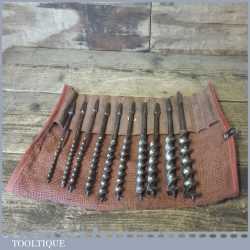 Vintage Ridgeway Set 10 No: Double Spur Screw Auger Bits 1/4” – 1”