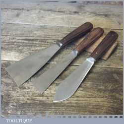 2 No: Vintage Scrapers Plus 1 Putty Knife - All Rosewood Handled