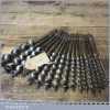 Scarce Vintage Set 17 No: Solid Bullnose Pattern Screw Auger Bits 1/4” – 1 ¼”