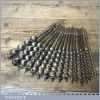 Scarce vintage set of 17 No: solid bullnose pattern screw auger bits by various makers ranging between 1/4” – 1 ¼”,