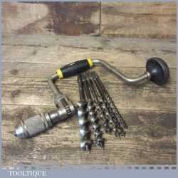 Vintage Stanley Brace 10” Swing Plus Set 5 No: bits 5/16” – 1” Various Makers