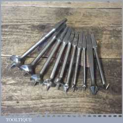 Vintage Set 8 No: Single Wing Screw Centre Bits Plus 2 No: Countersink Bits