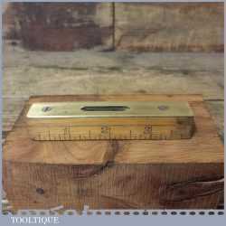 Vintage 4” Boxwood Brass Spirit Level Calibrated Inches - Good Condition