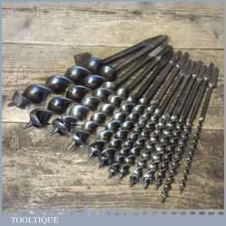 Vintage Set 13 No: Solid Wing Pattern Screw Auger Bits 1/4” – 1 ¼”