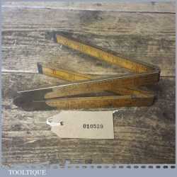 Vintage E Preston & Sons Boxwood Encased Brass 2ft Four Fold Scale Rule